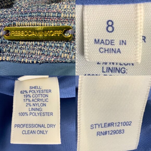 Rebecca Minkoff Katya Tweed Dress 8 Tiered Short Sleeve V-Neck Sheath Mini - Picture 6 of 12